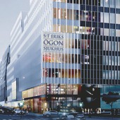 A large glass facade building.